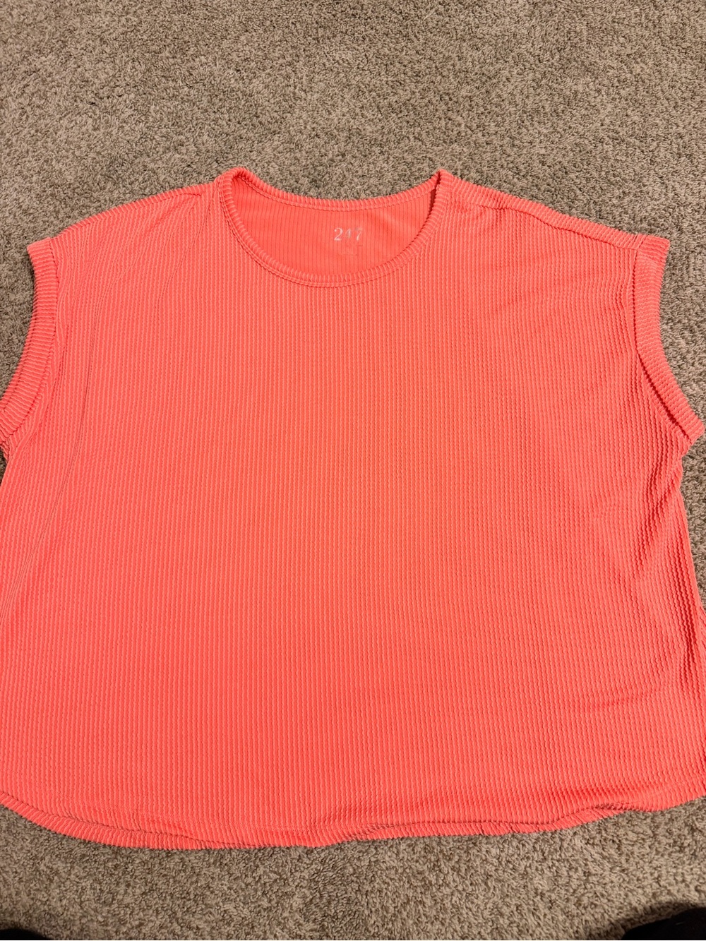 Drop Shoulder Ribbed Coral Blouse